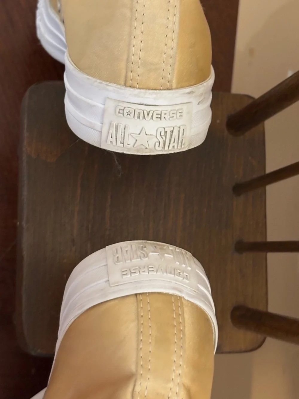 Converse Women’s High-Top Sneakers in Metallic Gold and White - Picture 3 of 7